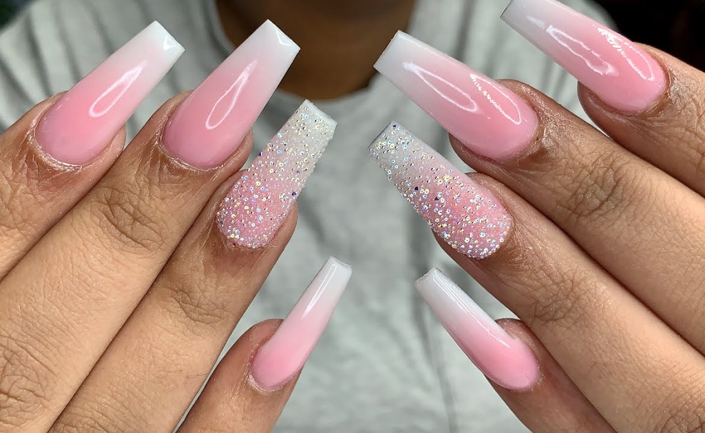 Pink and White Ombre Nails